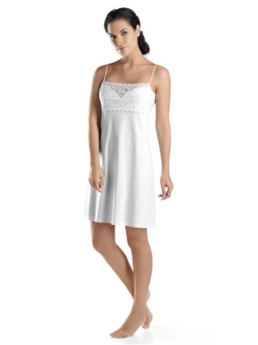 HANRO white moments cotton and lace chemise